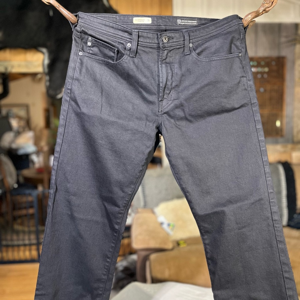 AG made in USA Classic Black Straight Jeans with Smooth Texture